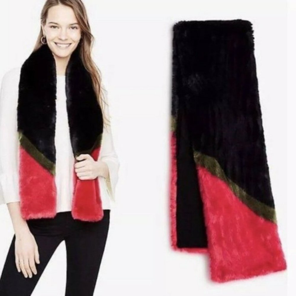 *5 for $25 Bundle Option* Ann Taylor color block Faux Fur Stole scarf